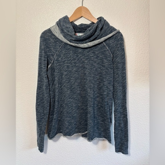 Free People Sweaters - Free People Beach 100% Cotton Turtleneck Sweater Heather Blue Gray One Size